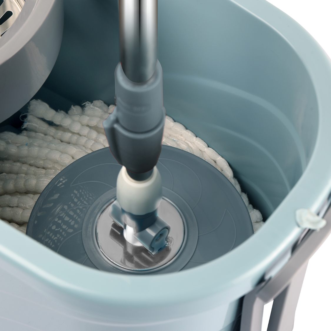 Kleeno Max Clean Deluxe Spin Mop Bucket with Soap Dispenser Grey