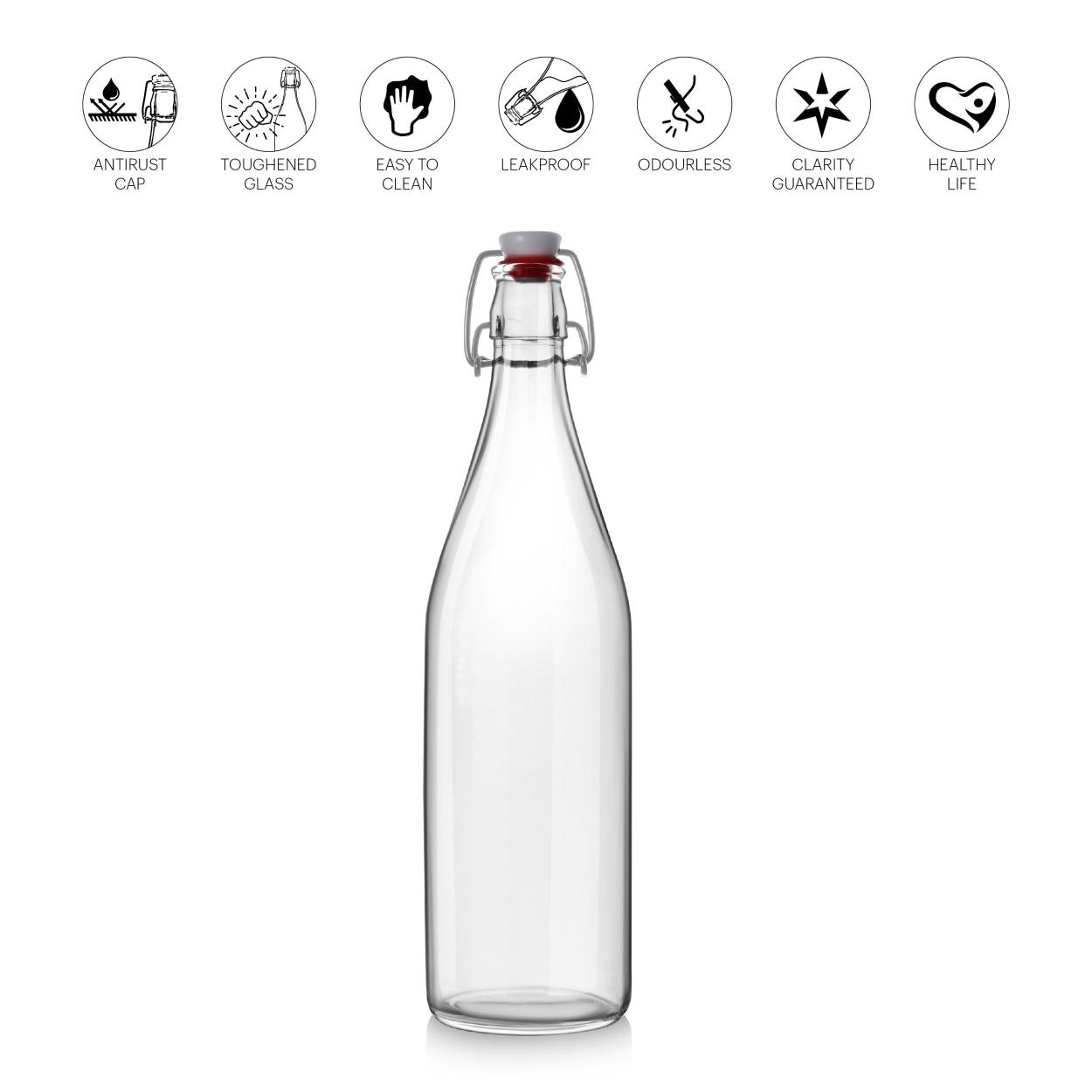 Aquaria Glass Water Bottle, 1000ml Clear / 1000ml / 3 Pieces
