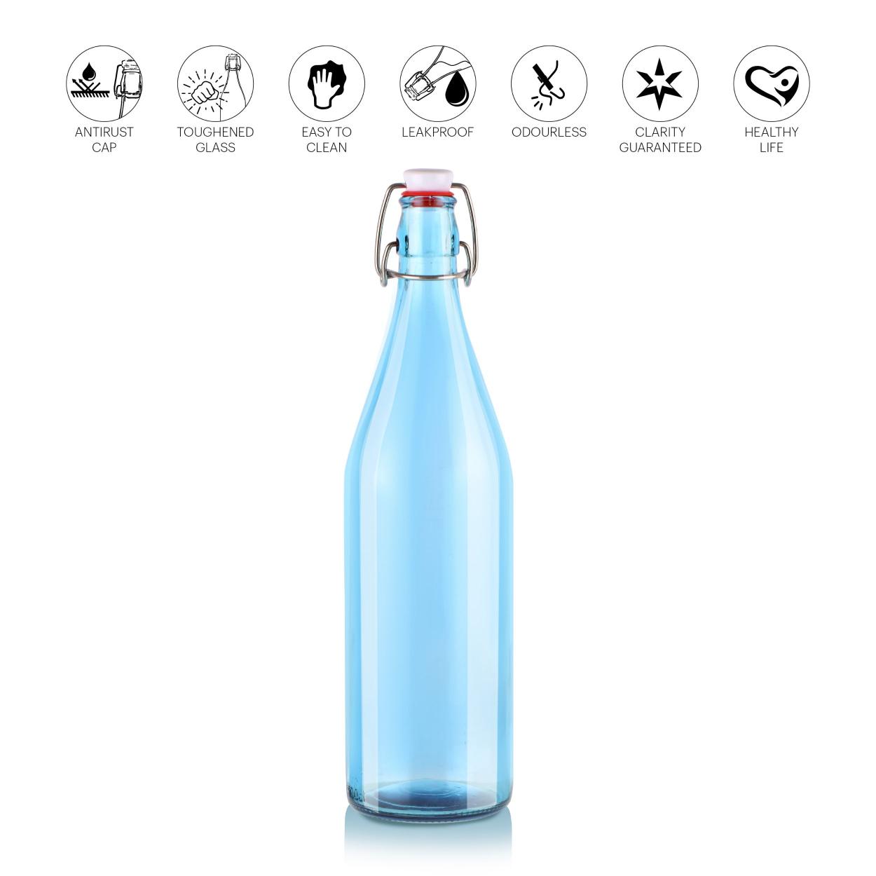 Aquaria Glass Water Bottle, 1000ml SAPPHIRE / 1000ml / 3 Pieces
