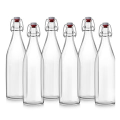 Aquaria Glass Water Bottle, 1000ml Clear / 1000ml / 6 Pieces
