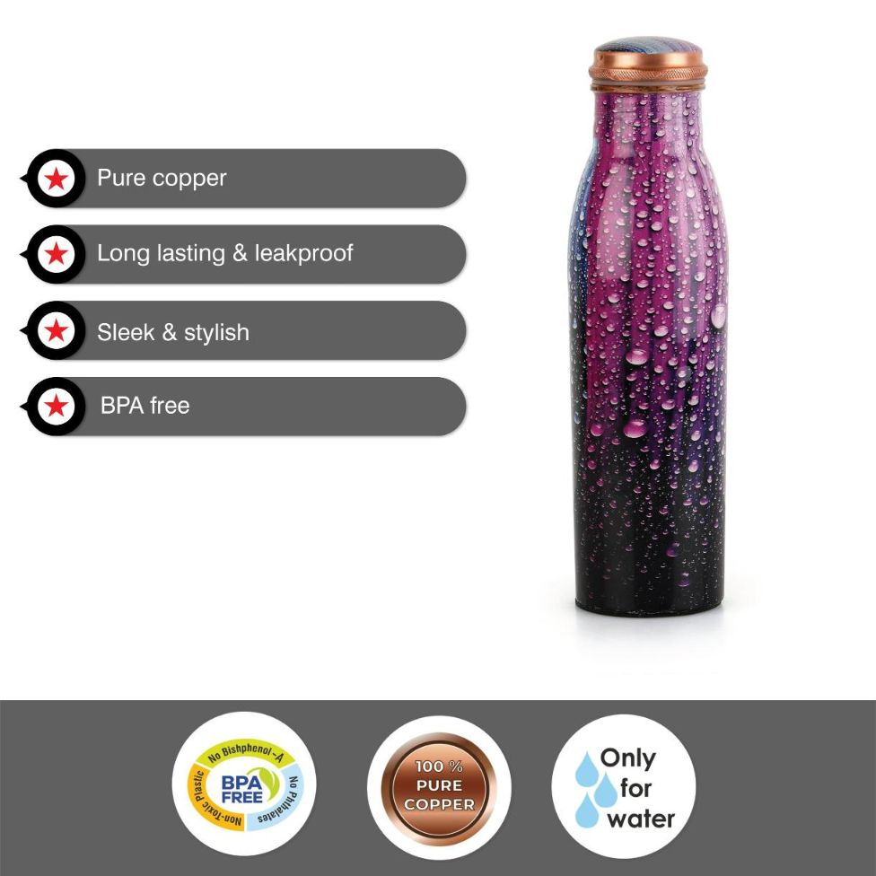 Good Earth Designer Copper Water Bottle, 1000ml Dew / 1000ml