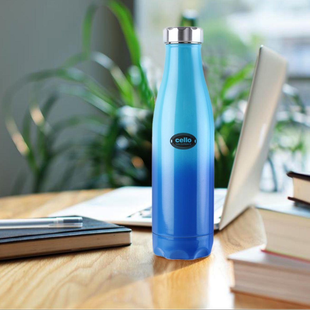 Blue|Colourmate Flask, Vacusteel Water Bottle, 500ml / 500ml