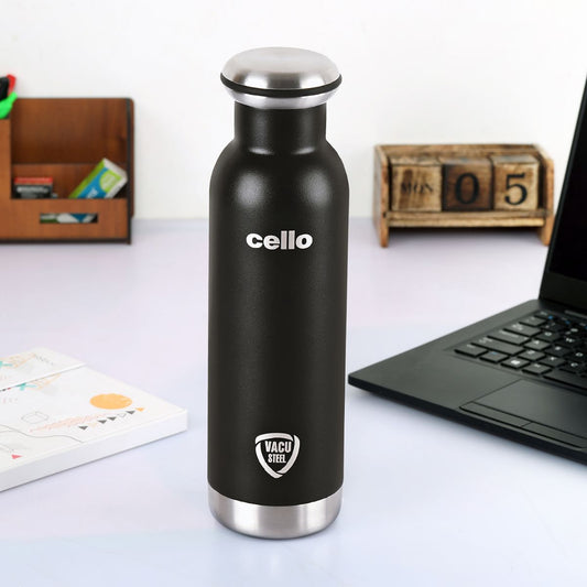 Black|Duro Mac Flask, Vacusteel Water Bottle, 600ml / 600ml