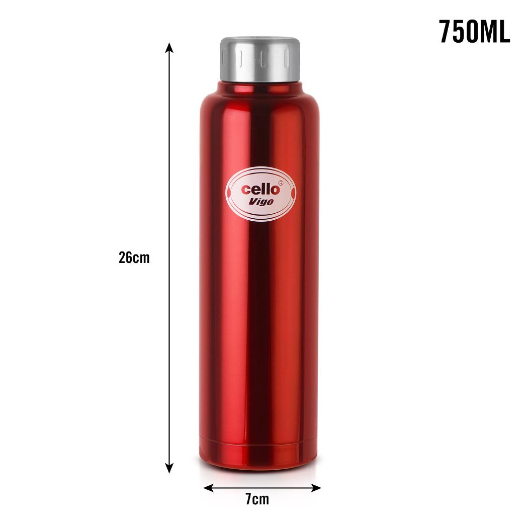 Vigo Flask, Vacusteel Water Bottle, 750ml Red / 750ml / 1 Piece
