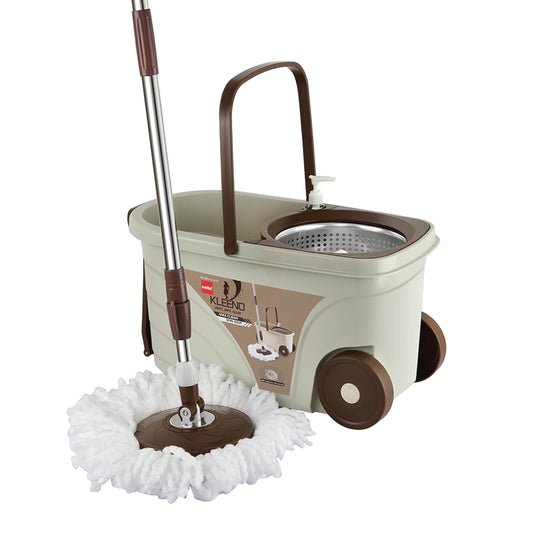 Kleeno Max Clean Spin Mop Bucket with Soap Dispenser Beige