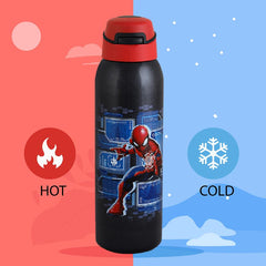 Gym-Star Toons Hot & Cold Stainless Steel Kids Water Bottle, 650ml Black / 650ml / Spiderman