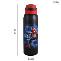 Gym-Star Toons Hot & Cold Stainless Steel Kids Water Bottle, 650ml Black / 650ml / Spiderman