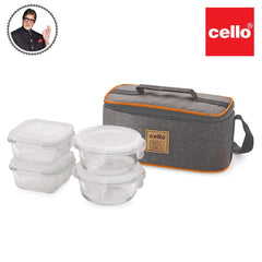 Royale Borosilicate Glass Lunch Box with Jacket, Set of 4 / 4 Piece