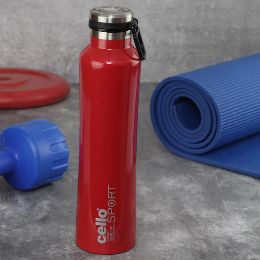 Red|Duro One Touch Flask, Vacusteel Water Bottle / 1000ml