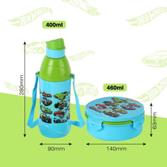 Tiffy Lunch Box & Water Bottle Set Green / Hot Wheels