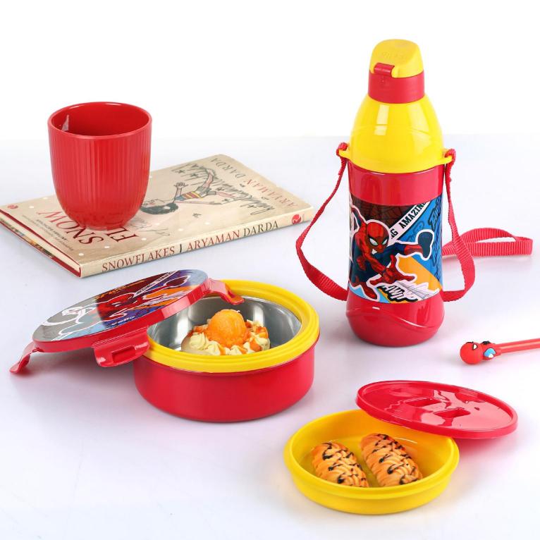 Tiffy Lunch Box & Water Bottle Set Red / Spiderman