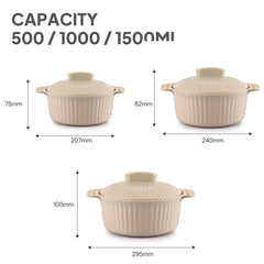 Sonet Insulated Casserole, Set of 3 Beige / 500ml+1000ml+1500ml