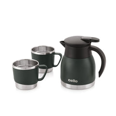 Welcome Vacusteel Carafe with Mugs Gift Set, 3 Pieces Green / 3 Pieces