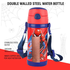 Champ 400 Hot & Cold Stainless Steel Kids Water Bottle, 400ml Red / 400ml / Spiderman