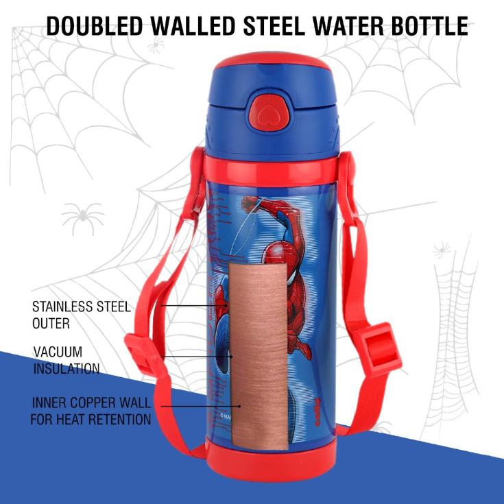 Champ 600 Hot & Cold Stainless Steel Kids Water Bottle, 600ml Blue / 600ml / Spiderman