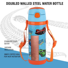 Champ 600 Hot & Cold Stainless Steel Kids Water Bottle, 600ml Sky Blue / 600ml / Hot Wheels