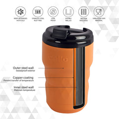 Latte Tea Coffee Mug, Vacusteel Flask 550ml Orange / 350ml