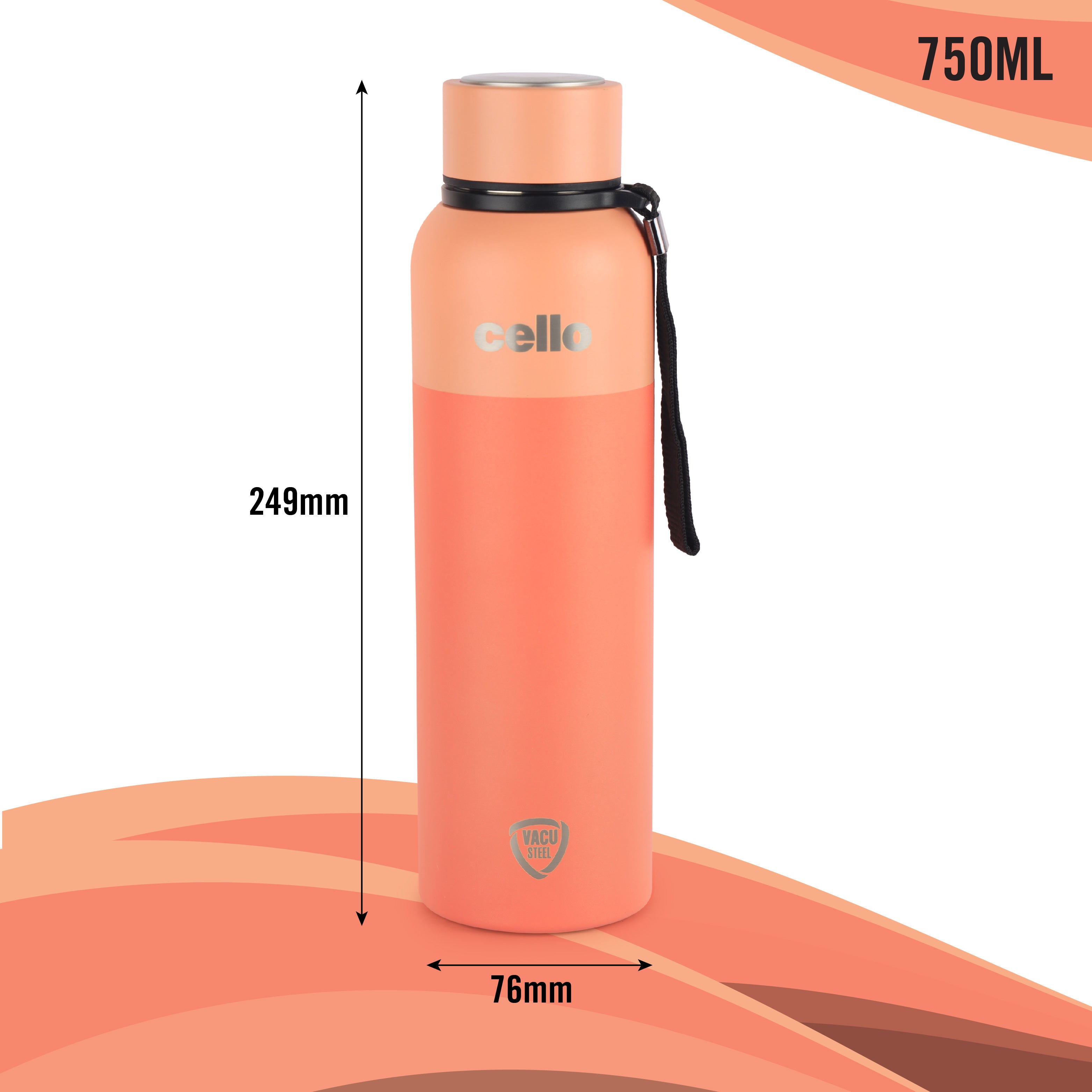 Neo Kent Flask, Vacusteel Water Bottle, 750ml Peach / 750ml