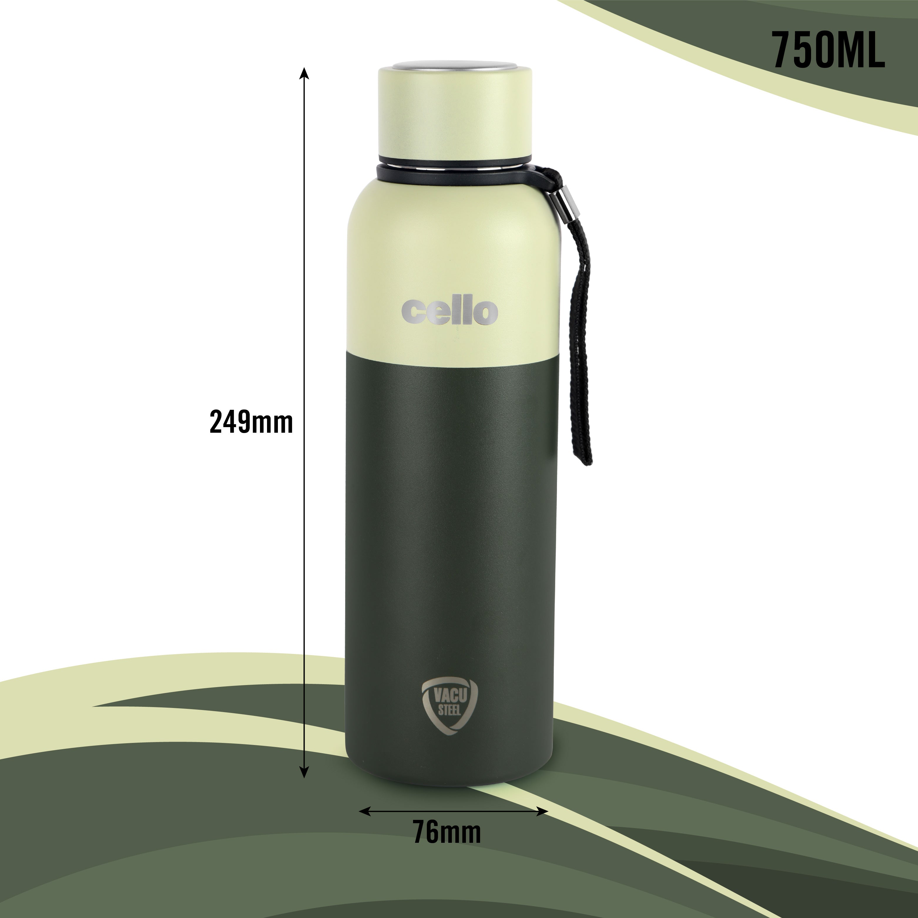Neo Kent Flask, Vacusteel Water Bottle, 750ml Green / 750ml