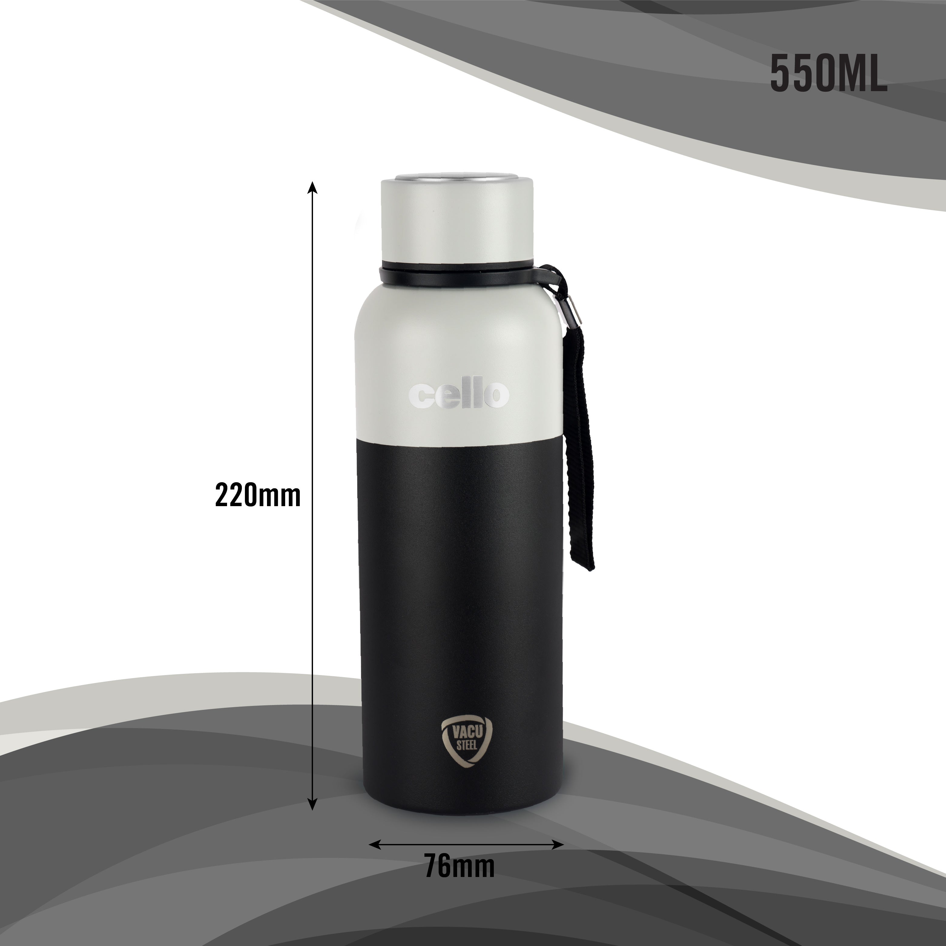 Neo Kent Flask, Vacusteel Water Bottle, 550ml Black / 550ml