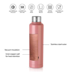 Vigo Flask, Vacusteel Water Bottle, 750ml Pink / 750ml / 1 Piece