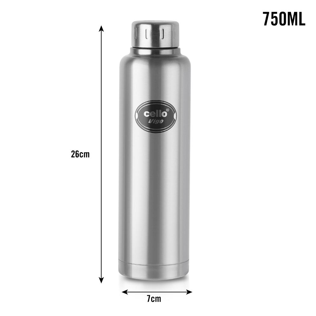 Vigo Flask, Vacusteel Water Bottle, 750ml Silver / 750ml / 1 Piece