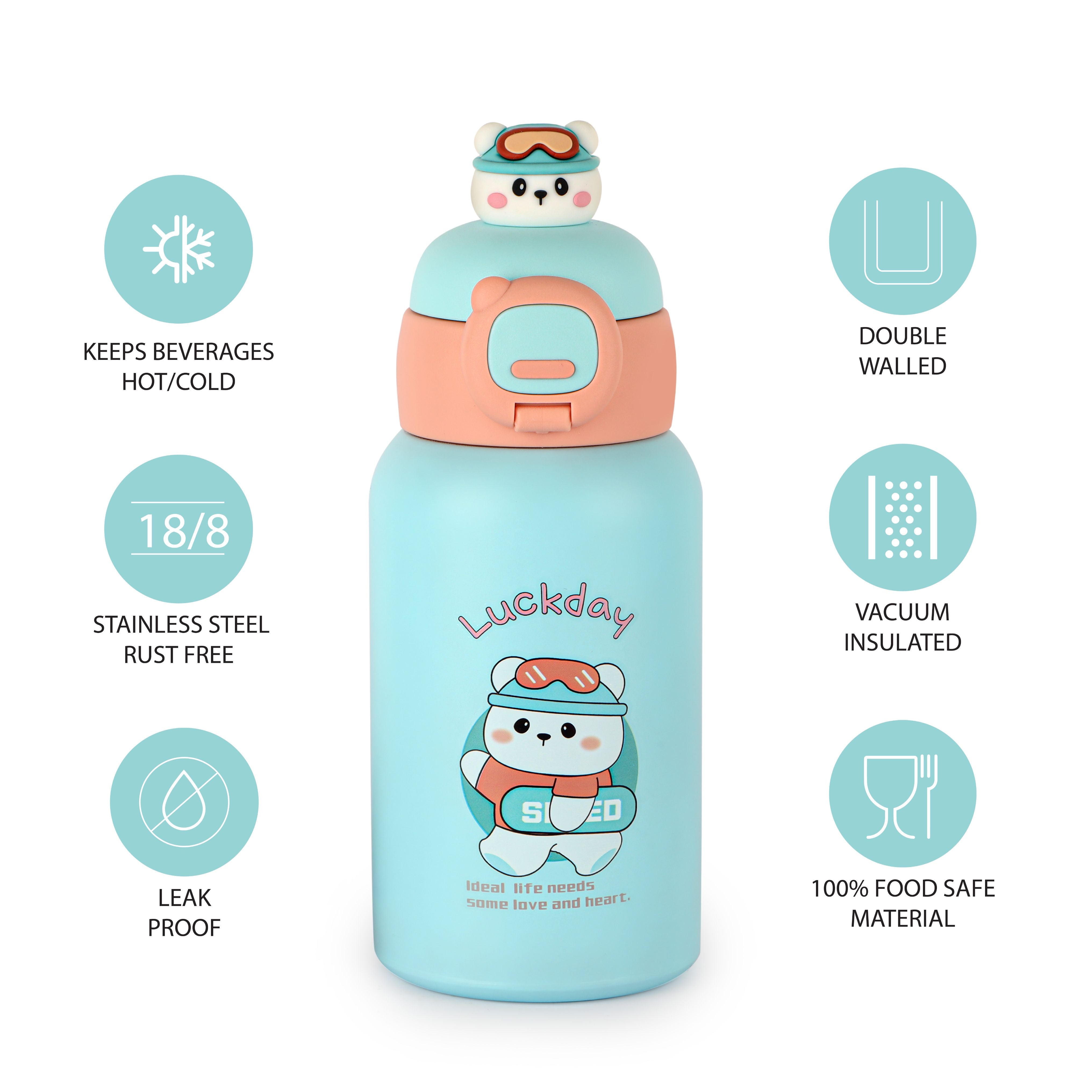 Babybop Hot & Cold Stainless Steel Kids Water Bottle, 500ml Blue / 500ml