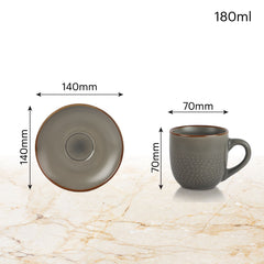 Hampshire 6 Pieces Ceramic Cup & Saucer Regular / 6 Pieces / Grey