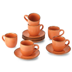 Hampshire 6 Pieces Ceramic Cup & Saucer Regular / 6 Pieces / Orange