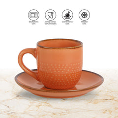 Hampshire 6 Pieces Ceramic Cup & Saucer Regular / 6 Pieces / Orange