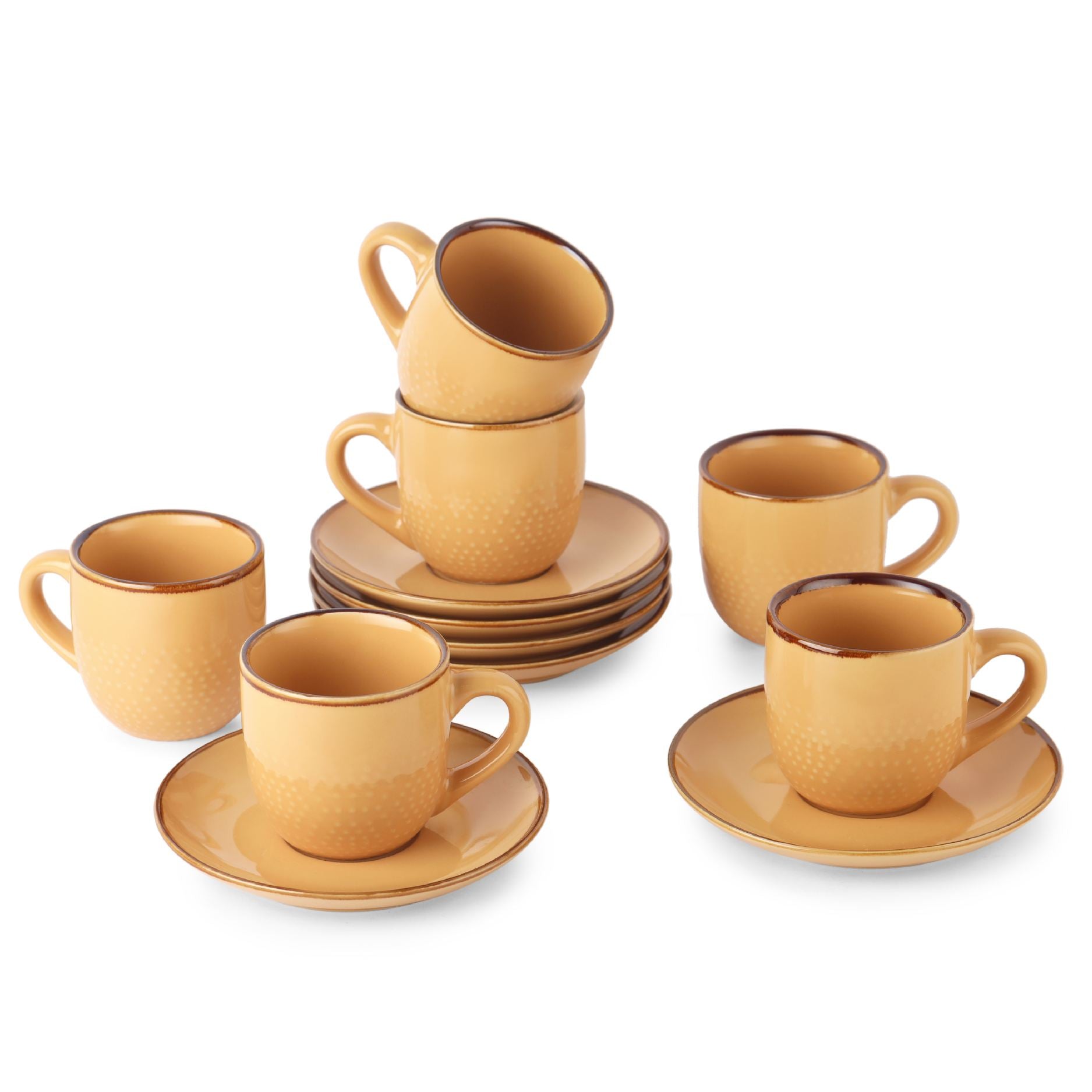 Hampshire 6 Pieces Ceramic Cup & Saucer Regular / 6 Pieces / Yellow