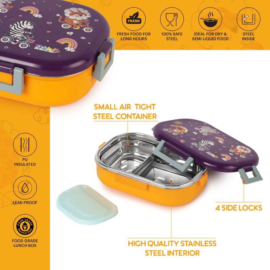 Apollo  3D Design Insulated Kids Lunch Box, 700ml Wild Wheels