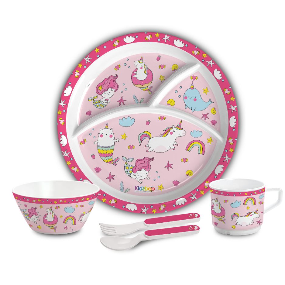 Pink Parade Kids Melamine Meal, Set of 5 Trioplate