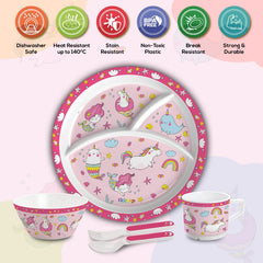 Pink Parade Kids Melamine Meal, Set of 5 Trioplate