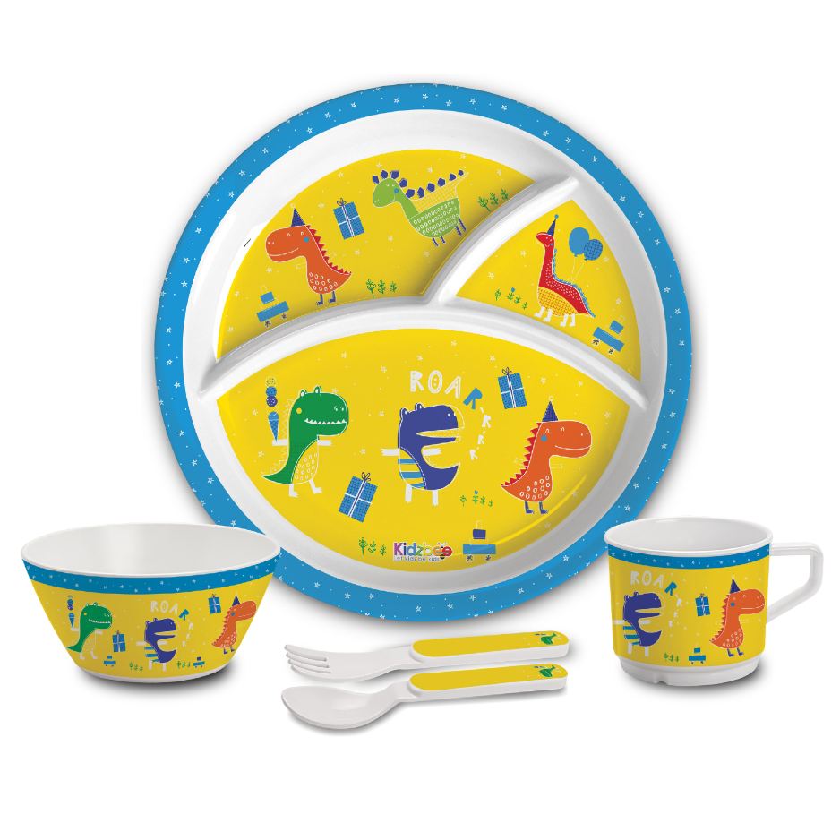 Dino Party  Kids Melamine Meal, Set of 5 Trioplate