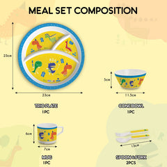 Dino Party  Kids Melamine Meal, Set of 5 Trioplate