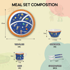 Cosmic Explorer  Kids Melamine Meal, Set of 5 Trioplate