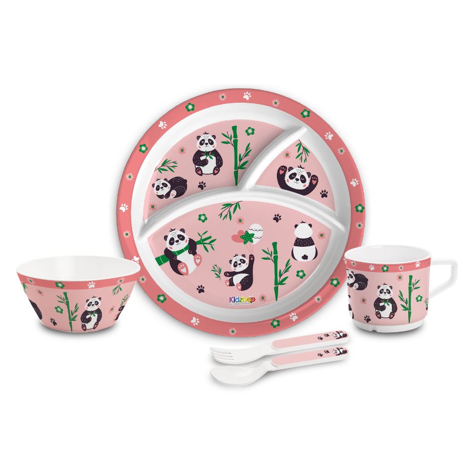 Bamboo Buddies Peach Kids Melamine Meal, Set of 5 Trioplate