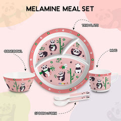 Bamboo Buddies Peach Kids Melamine Meal, Set of 5 Trioplate