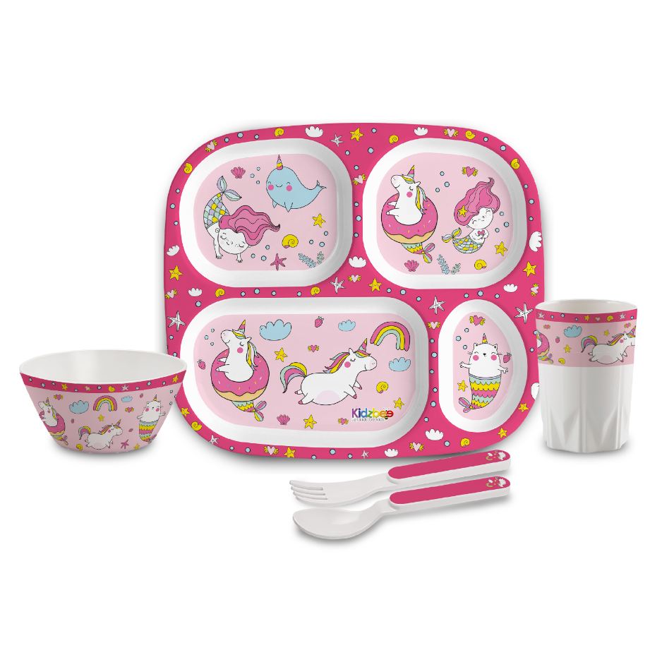 Pink Parade Kids Melamine Meal, Set of 5 Quadmeal