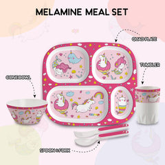 Pink Parade Kids Melamine Meal, Set of 5 Quadmeal