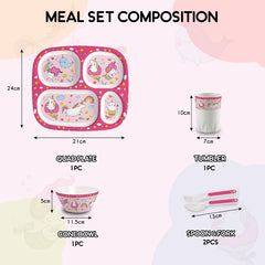 Pink Parade Kids Melamine Meal, Set of 5 Quadmeal