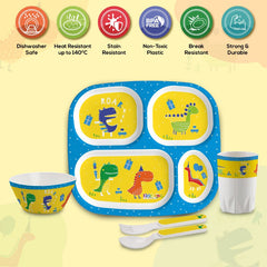 Dino Party  Kids Melamine Meal, Set of 5 Quadmeal