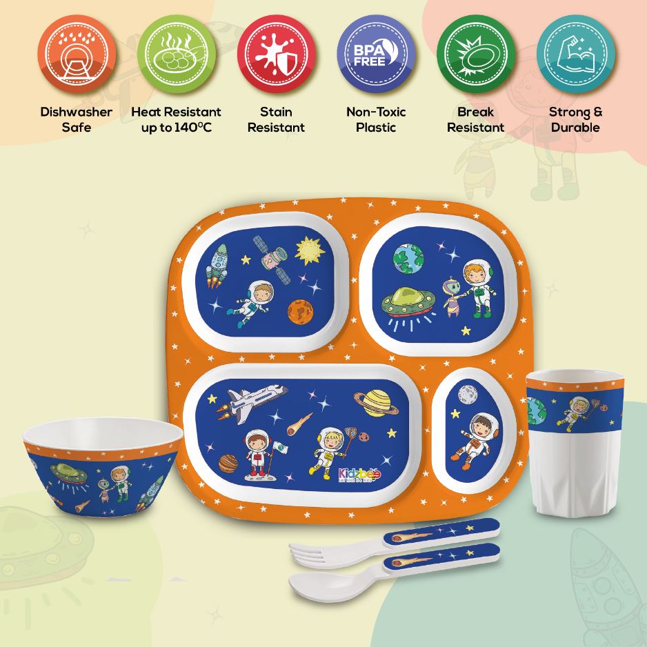 Cosmic Explorer  Kids Melamine Meal, Set of 5 Quadmeal