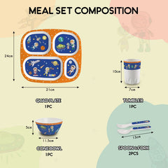 Cosmic Explorer  Kids Melamine Meal, Set of 5 Quadmeal