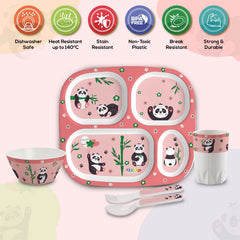 Bamboo Buddies Peach Kids Melamine Meal, Set of 5 Quadmeal