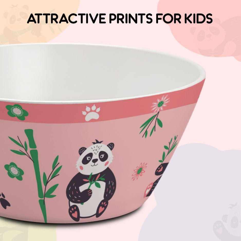 Bamboo Buddies Peach Kids Melamine Meal, Set of 5 Quadmeal