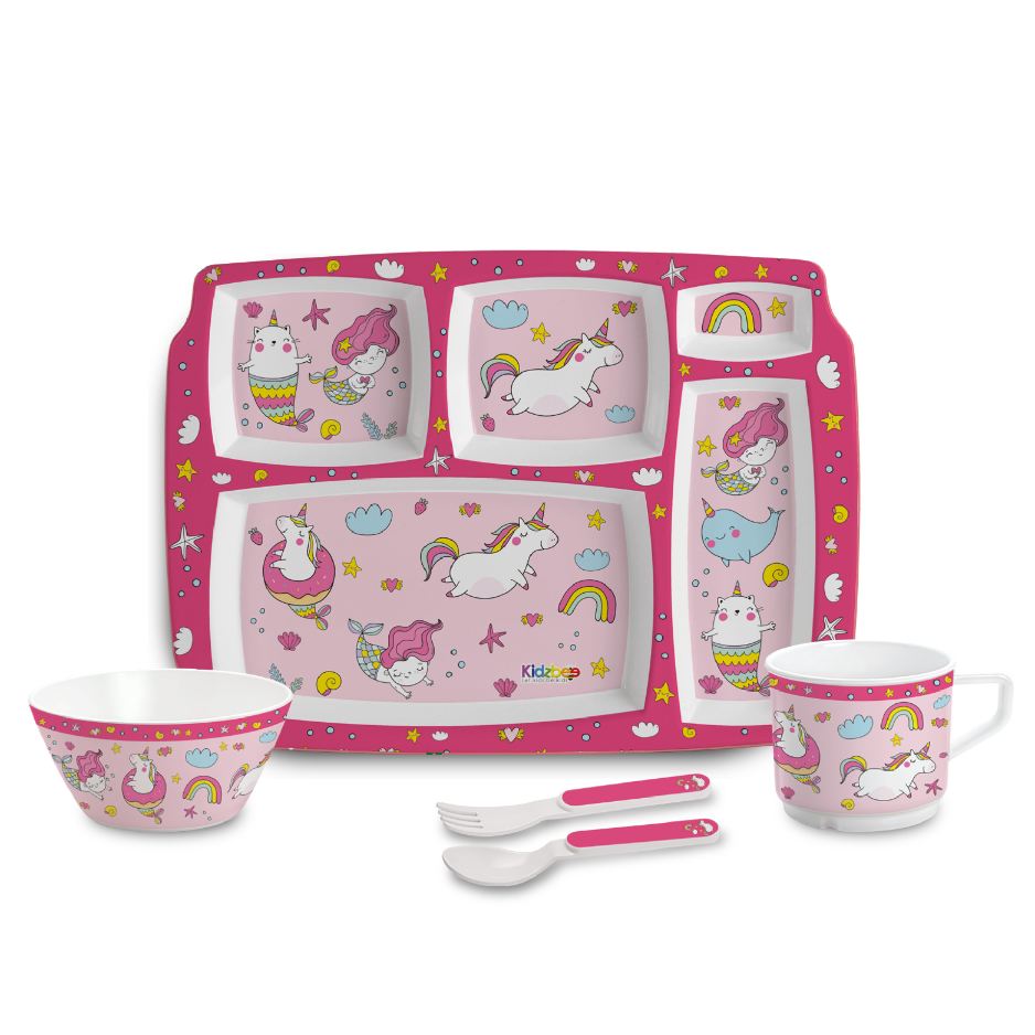 Pink Parade Kids Melamine Meal, Set of 5 Pentameal