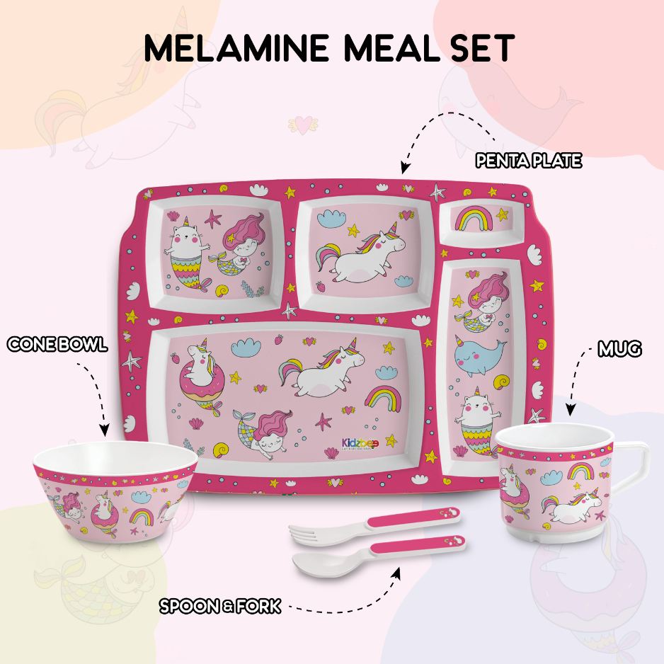 Pink Parade Kids Melamine Meal, Set of 5 Pentameal