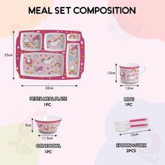 Pink Parade Kids Melamine Meal, Set of 5 Pentameal